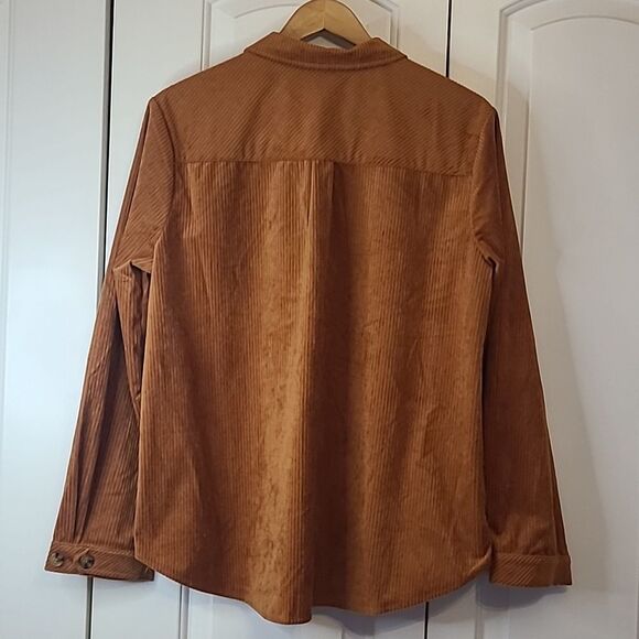 Democracy Women's Corduroy Shirt Jacket In Burnt Orange Rust Size L - Picture 6 of 13